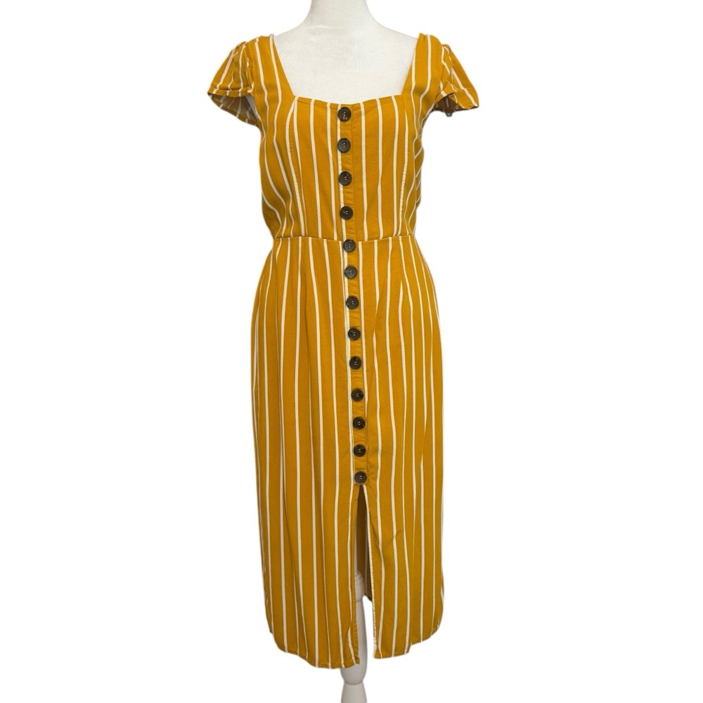 Trixxi Clothing Company Dress Size M Mustard Yellow  Striped Open Back